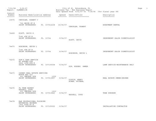 OLNEWB010R Business Tax - New Business Report Date