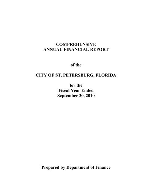 comprehensive annual financial report - City of St. Petersburg