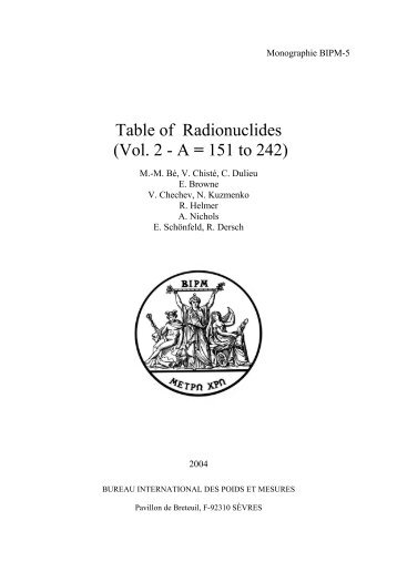Table of Radionuclides (Vol. 2 - A = 151 to 242) - BIPM