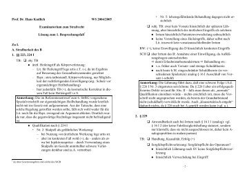 Prof. Dr. Hans Kudlich WS 2004/2005 Examinatorium zum Strafrecht ...