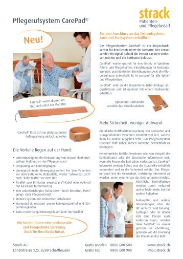 Pflegerufsystem CarePadÂ® - Strack AG, Patienten- und Pflegebedarf