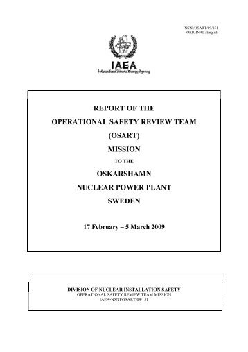 Report of the OSART mission to the Oskarshamn nuclear power plant