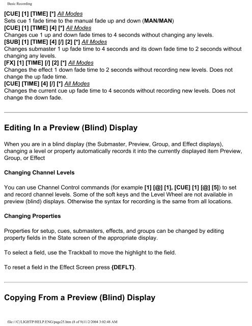 GeniusPro/Lightpalette Operator's Manual - Strand Lighting