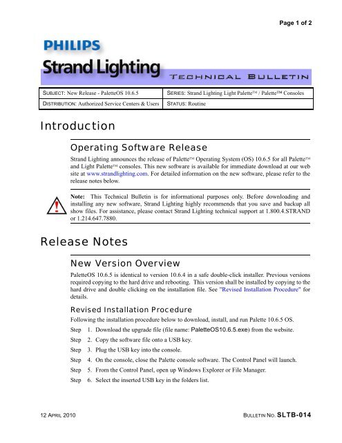 Palette OS v10.6.5 - Strand Lighting