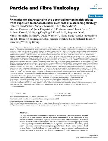 Particle and Fibre Toxicology - Nanowerk