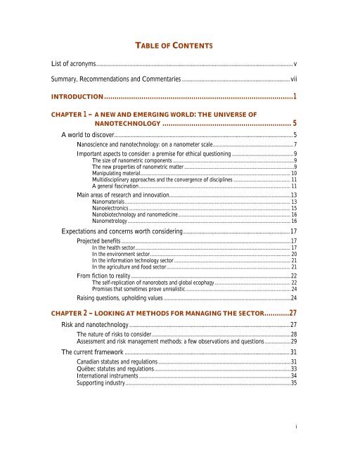 A Basis for Action - Commission de l'Ã©thique de la science et de la ...