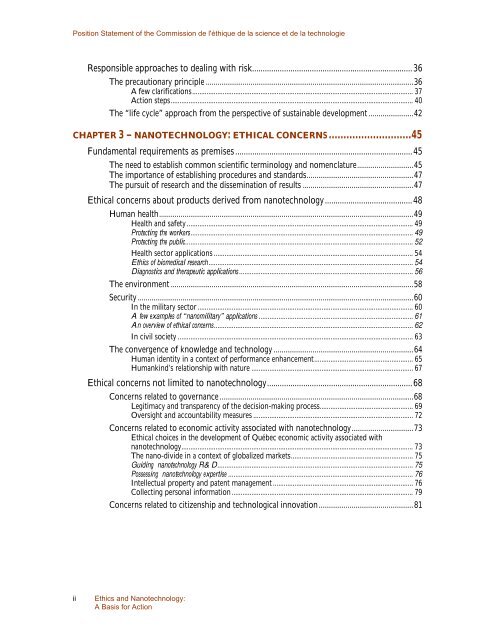 A Basis for Action - Commission de l'Ã©thique de la science et de la ...