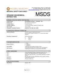 (MSDS) Organic Extract Goldenseal WS - Natural Sourcing, LLC