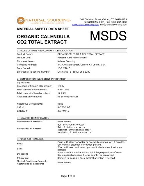 Organic Calendula CO2 Extract - Natural Sourcing, LLC