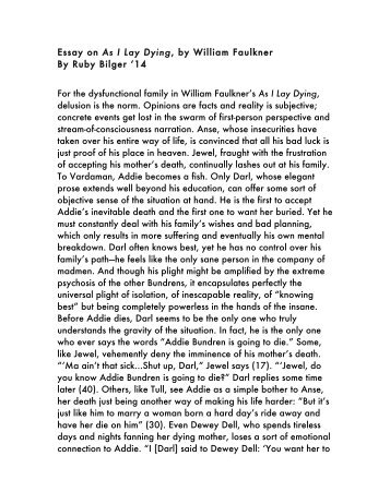 Bilger's entire essay on William Faulkner's As I Lay Dying