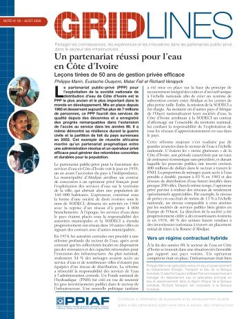 Un partenariat rÃ©ussi pour l'eau en CÃ´te d'Ivoire - ppiaf