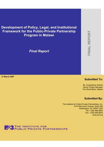 Development of Policy, Legal, and Insitutional Framework for - ppiaf