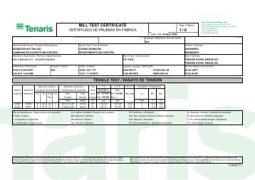 MILL TEST CERTIFICATE - Salvex