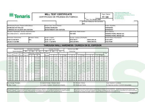 MILL TEST CERTIFICATE - Salvex