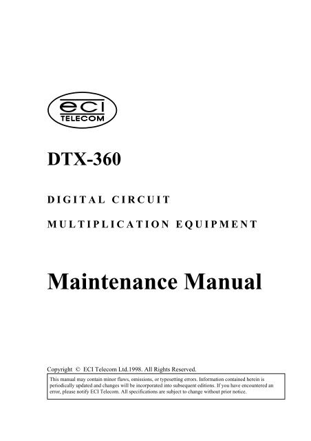 DTX-360 Maintenance Manual - Salvex