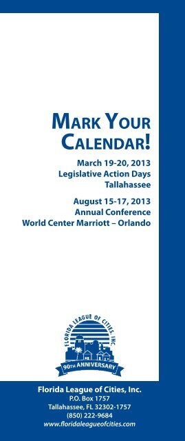 2012 Legislative Conference program - Florida League of Cities