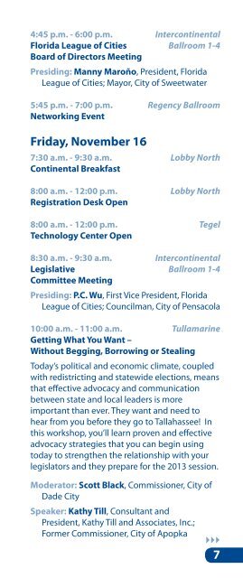 2012 Legislative Conference program - Florida League of Cities