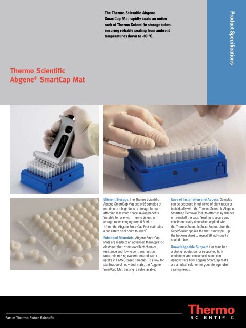 Abgene SmartCap Mats Spec Sheet