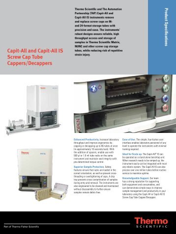 Capit-All and Capit-All IS Screw Cap Tube Cappers/Decappers