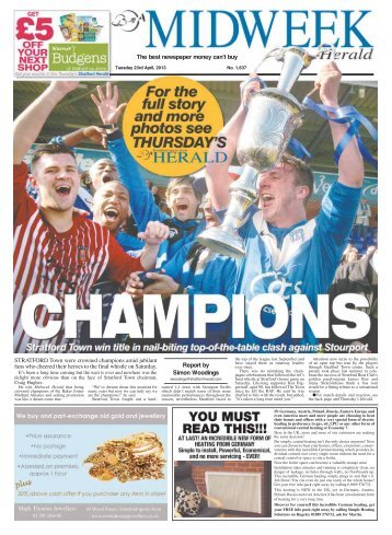 STRATFORD Town were crowned champions ... - Stratford Herald