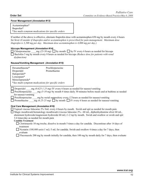 Palliative Care Order Set - Stratis Health