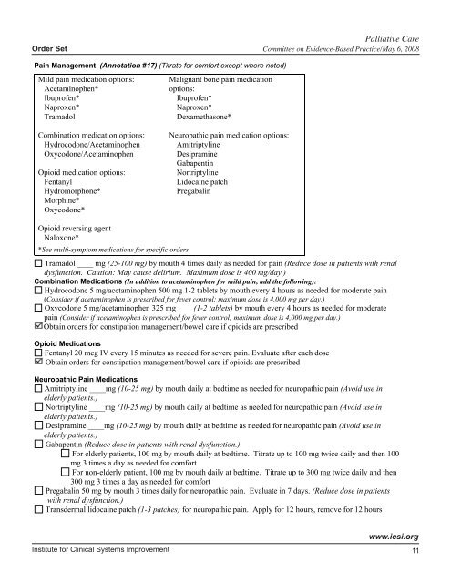 Palliative Care Order Set - Stratis Health