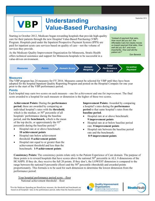 Value-Based Purchasing fact sheet - Stratis Health