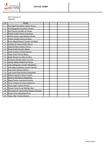 (Turmas 8\272 ano 2011-2012.xls) - Externato de Vila Meã