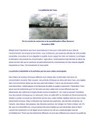 La pollution de l'eau - Coalition Eau Secours