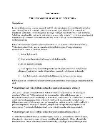 SELETUSKIRI VÄLISTEENISTUSE SEADUSE ... - Välisministeerium