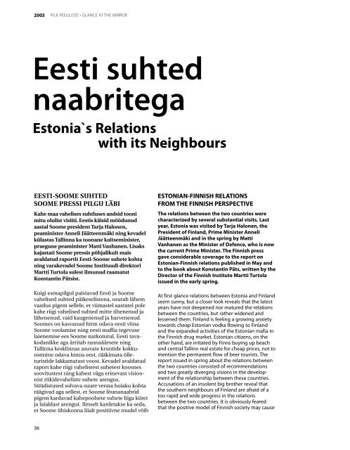 Eesti suhted naabritega - Välisministeerium