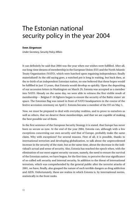 The Estonian national security policy in the year 2004