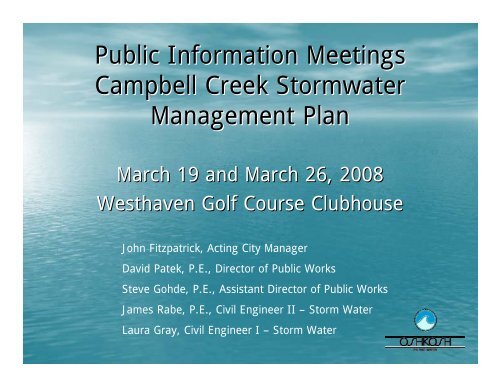 Public Information Meetings Campbell Creek ... - City of Oshkosh