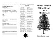 MEMORIAL TREE PROGRAM - City of Oshkosh