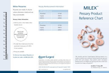 Pessary Product Reference Chart