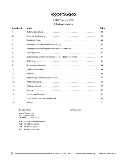 Operating Manual Bedienungsanleitung Manual ... - CooperSurgical