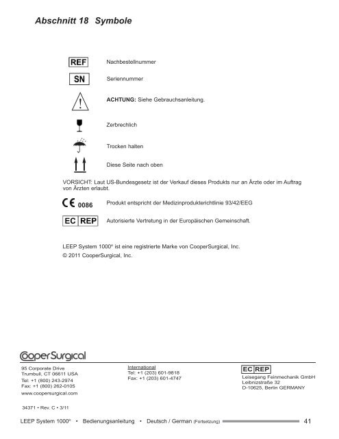 Operating Manual Bedienungsanleitung Manual ... - CooperSurgical