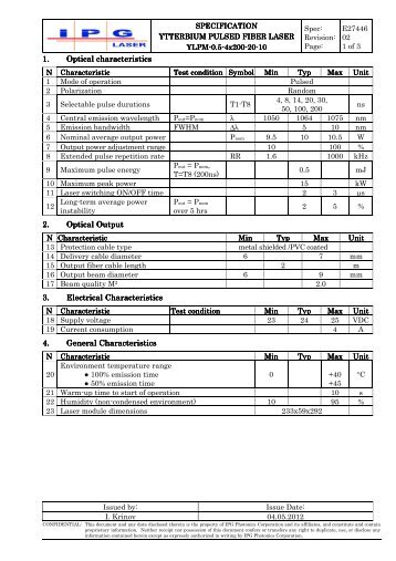 120504-spec E27446 R02 YLPM-0.5-4x200-20-10 - IPG Photonics