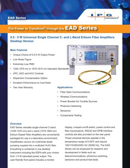 The Power to Transform through the EAD Series - IPG Photonics