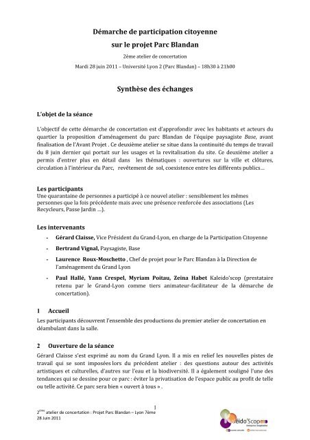 DÃ©marche de participation citoyenne sur le projet Parc ... - Grand Lyon