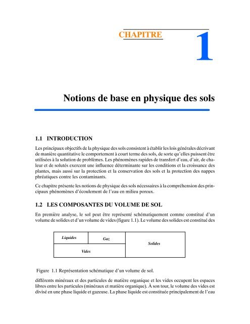 CHAPITRE 1 Notions de base en physique des sols