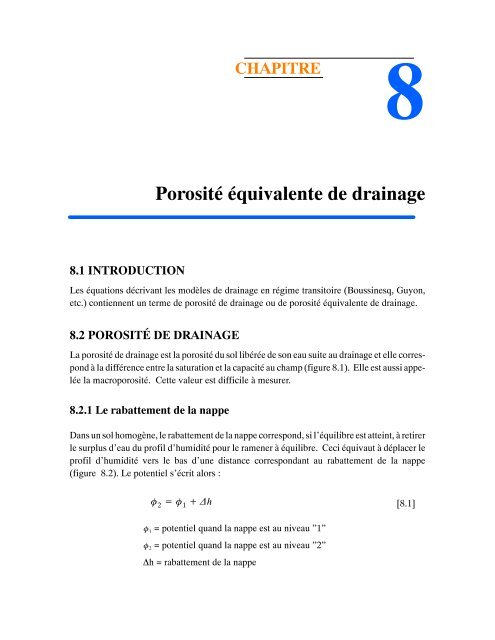 CH-8 Porosité équivalente de drainage