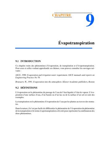 CH-9 Évapotranspiration - Web GRR