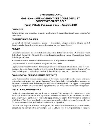 UNIVERSITÉ LAVAL GAE--3005 -- AMÉNAGEMENT DES COURS ...