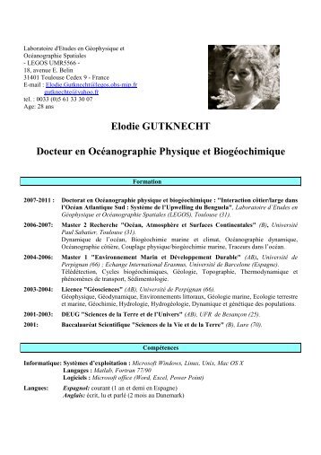 Elodie GUTKNECHT Docteur en OcÃ©anographie Physique ... - LEGOS