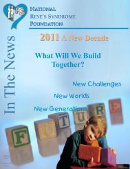 What Will We Build Together? - National Reye's Syndrome Foundation