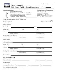 Civic Center Facility Rental Agreement - City of Edgewood