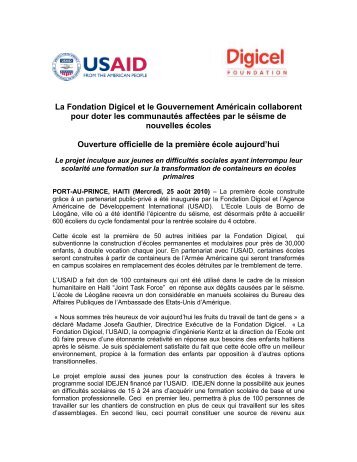 La Fondation Digicel et le Gouvernement AmÃ©ricain collaborent ...