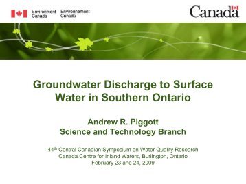 Groundwater Discharge to Surface Water in Southern Ontario