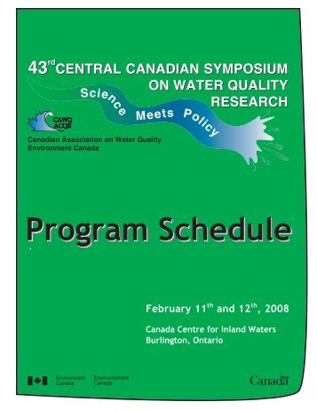 Program Schedule - The Canadian Association on Water Quality